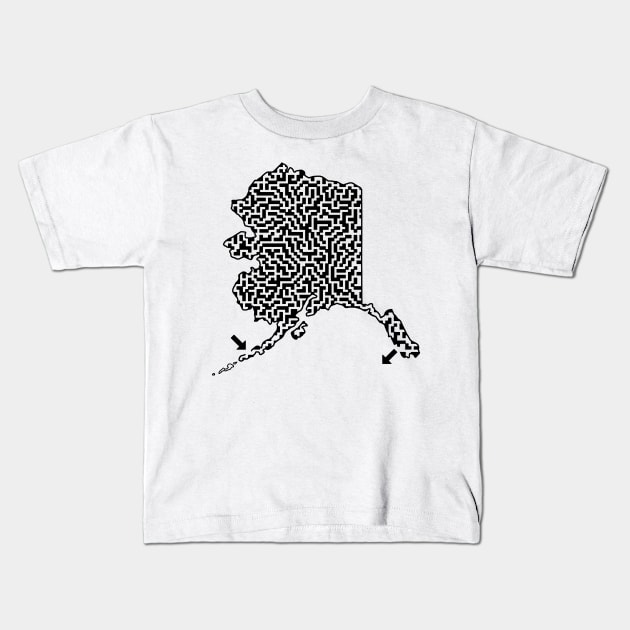 State of Alaska Maze Kids T-Shirt by gorff